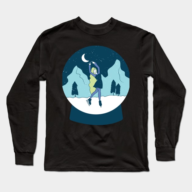 ice skating winter gift Long Sleeve T-Shirt by Midoart